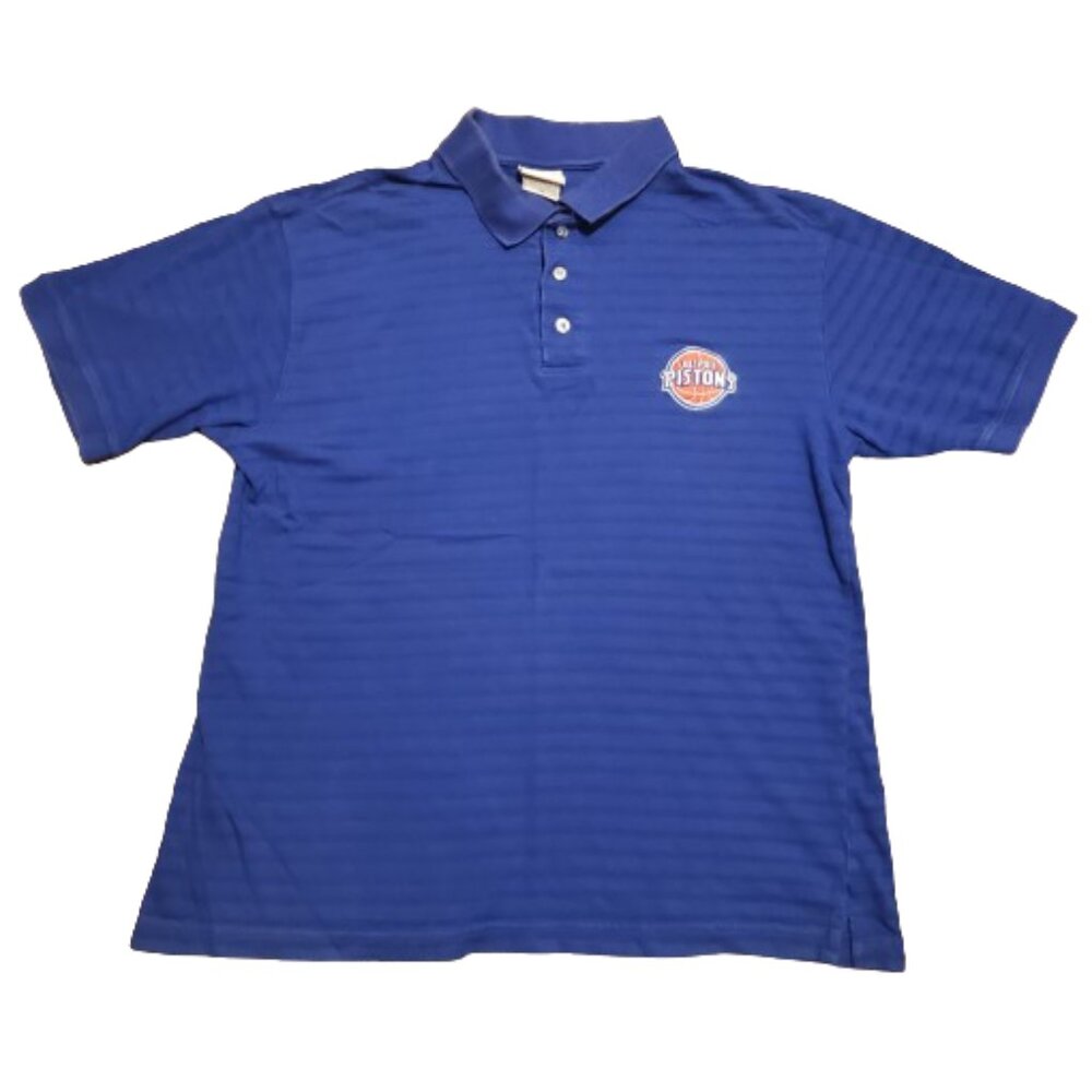 NBA Detroit Pistons Polo Shirt Men's Medium M Blue Basketball Embroidered Preppy